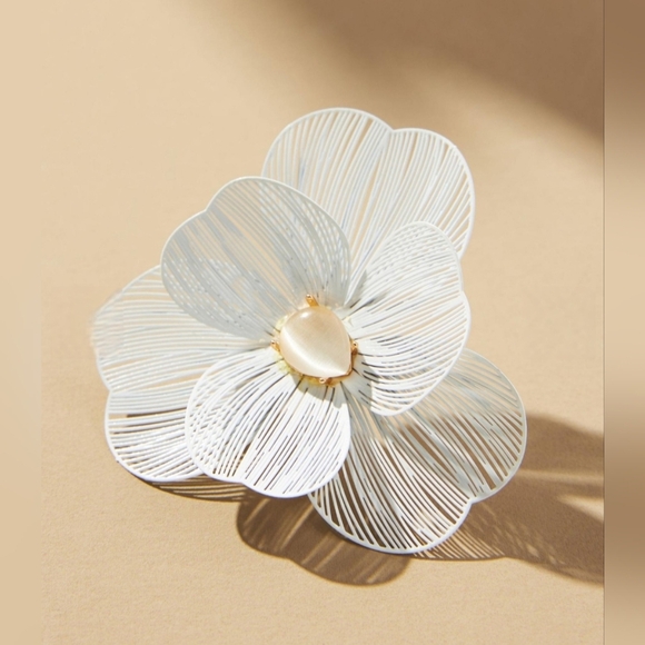 Anthropologie, Wire Floral Earrings, White - NWT! - Picture 2 of 5